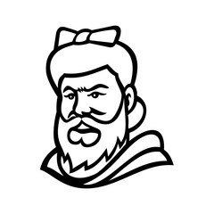 Head of a Bearded Lady Mascot Black and White