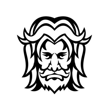 Baldr Balder or Baldur Norse God Front View Mascot Black and White