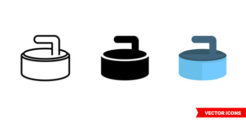 Curling icon of 3 types. Isolated vector sign symbol.