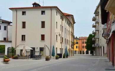 Fototapeta na wymiar Historic buildings in the centre of Spilimbergo in the Udine province of northern Italy 