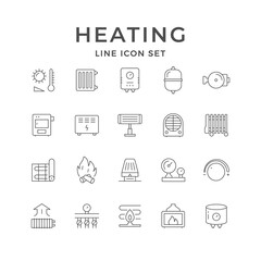Set line icons of heating