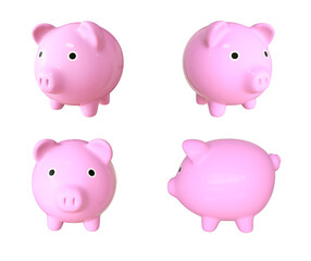 pink piggy bank isolated on white