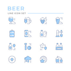 Fototapeta na wymiar Set color line icons of beer