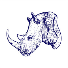 hand drawn rhino artwork illustration © alis
