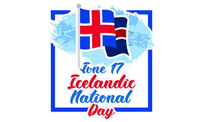  June 17, Happy Icelandic National Day vector illustration. Suitable for greeting card, poster and banner 