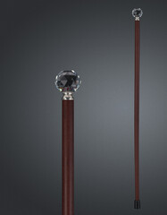 Walking stick and crutches with a handle in the form of crystal ball.