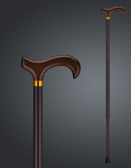 Walking sticks and crutches. High quality photo