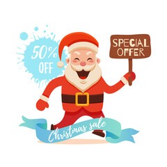 Cartoon Santa Claus for Your Christmas and New Year greeting Design