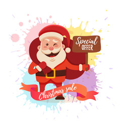 Cartoon Santa Claus for Your Christmas and New Year greeting Design