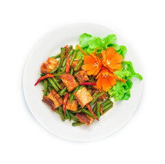 Stire Fried Crispy Pork with Spring Bean and Red Curry