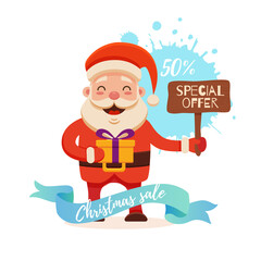 Cartoon Santa Claus for Your Christmas and New Year greeting Design