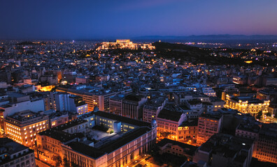 Obraz premium Athens city panoramic view at twilight time, Greece