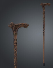 Walking stick and crutches with a handle in the form of dog.