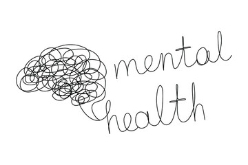 Mental Health Minimalist One Line Art Symbol Brain Confusion Vector Icon