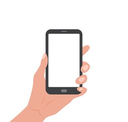 Human hand holding Smartphone with empty screen.