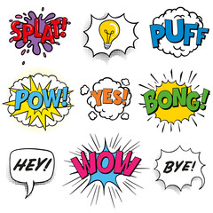 Pop art text. Explosive sound effects