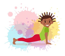 Cute cartoon gymnastics for children and healthy lifestyle