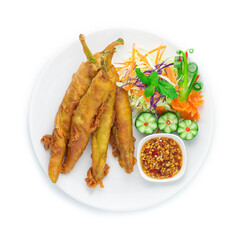 Deep Fried Crispy Chili Peppers Stuffed with Minced Pork