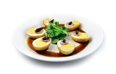 Fried Boiled Eggs with sweet Tamarind Sauce
