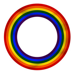 Obraz premium Flag LGBT icon, round frame. Template design, vector illustration. Love wins. LGBT logo symbol in rainbow colors. Gay pride collection.