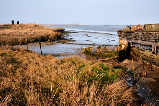 Derelict barge at Oare Creek, Faversham, Kent, UK