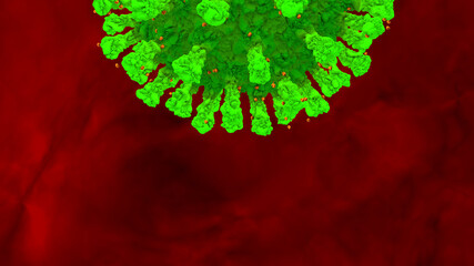 Coronavirus COVID-19 outbreak and coronaviruses influenza background as dangerous flu strain cases as a pandemic medical health risk concept with disease cells as a 3D render
