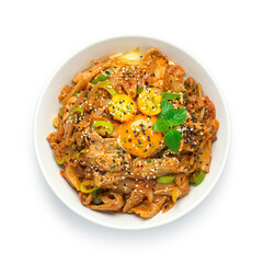 Kimchi stir fried with Pork on rice Korean food