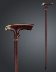 Walking stick and crutches with a handle in the form of falcon.