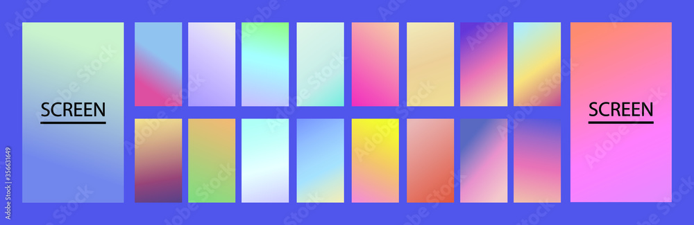 Poster soft and light set of abstract vector gradient backgrounds. colorful texture for your design. mobile