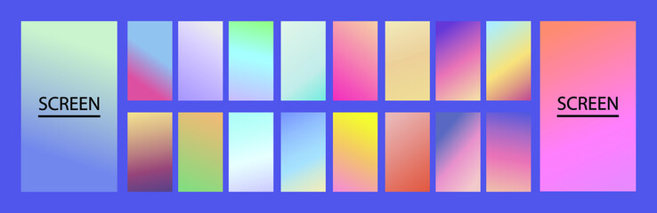 Fototapeta premium Soft and light Set of abstract vector gradient backgrounds. Colorful texture for your design. Mobile app template