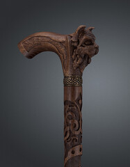 Walking stick and crutches with a handle in the form of lynx.