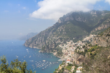 Naklejka na ściany i meble Coastline of Positano city, Amalfi coast, Italy