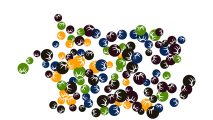 Cute Floral Pattern with Simple Stylized Berries for Greeting Card or Poster. Naive Daisy Berries in Primitive Style. Vector Background for Spring or Summer Design.
