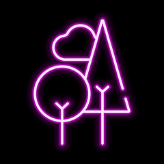 Tree linear pink glowing neon ui ux icon. Glowing sign logo vector