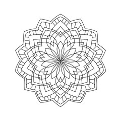 Obraz premium Simple decorative mandala with geometric pattern on white isoalted background. For coloring book pages.