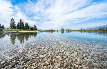 Mountain lake landscape view