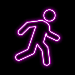 Running man icon. Glowing sign logo vector