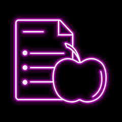 Diet Chart icon. Glowing sign logo vector