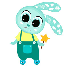 Vector happy rabbit boy , Cute rabbit boy illustration. Can be used for kid's clothing. Use for print, surface design, fashion wear. Adorable animal character for design of album, scrapbook, card and 