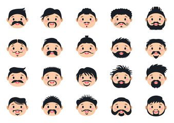 A Cartoon men hairstyles set. Vector illustration.