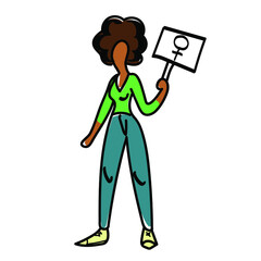 A vector illustration of a flat protester black woman. female character design