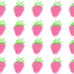vector illustration of a seamless pattern with cute strawberries. design of wrapping paper, textile, print.