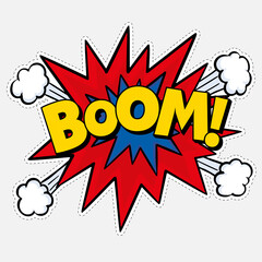 Boom, speech bubble Pop art comic book text