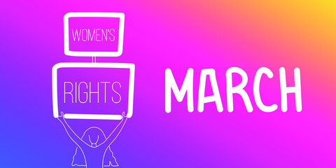 8th March International Women's Day 2020 Feminist Activist Women's Rights for Equality Strike Demonstration Banners Vector Minimalist Line Art Instagram Colors