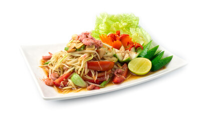 Papaya Spicy Salad in pickled fish sauce Thai food