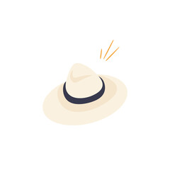 Hats and accessories. Beige summer vector hat on white background. Nice vector flat illustration in cartoon style.