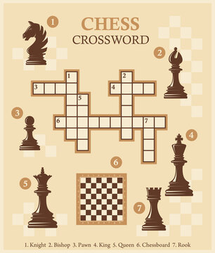 Chess crossword with pieces. Quiz. Vector illustration.
