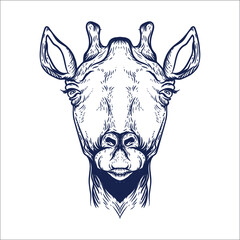 hand drawn giraffe face artwork illustration
