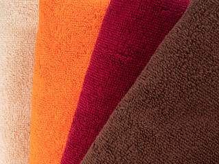 closeup multicolored stack of towels