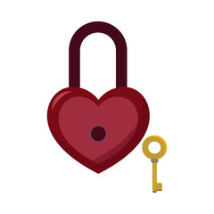 Heart-shaped lock and key. Padlock, symbol, access. Can be used for topics like love, wedding, privacy